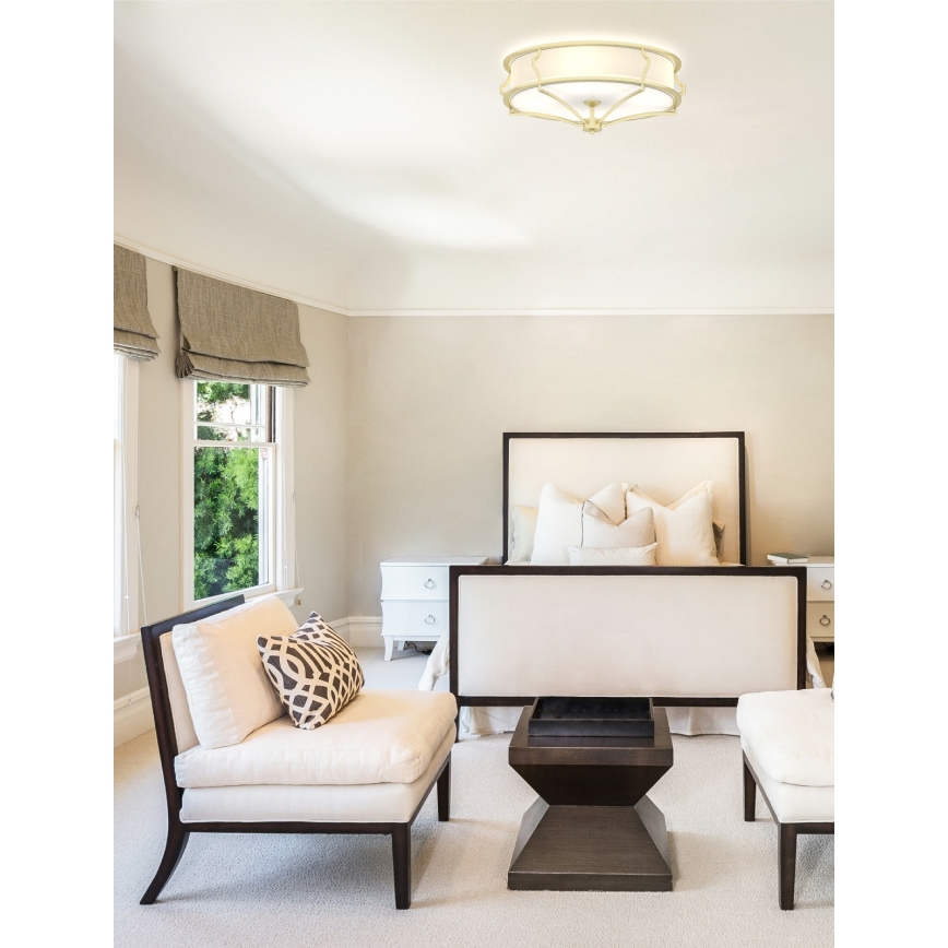 Open Design OR84436 - Stropna svetilka STESSO 4xE27/12W/230V, premer 65 cm, medenina/bela