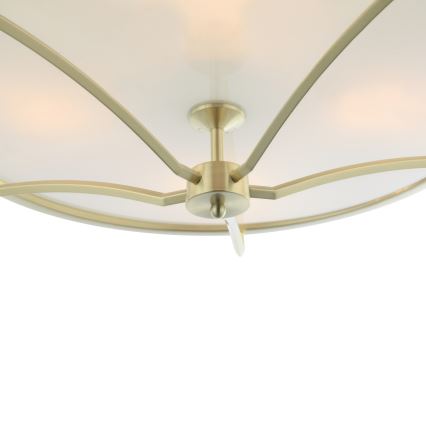Open Design OR84443 - Stropna svetilka STESSO 6xE27/12W/230V, premer 85 cm, mesing/bela