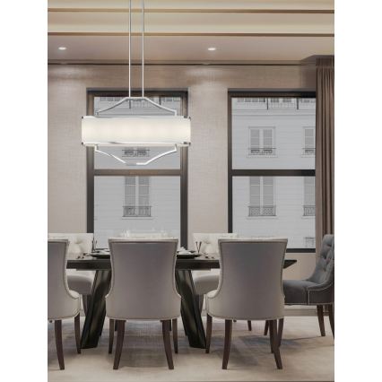 Open Design OR84849 - Lestenec na palici GERDO OVALE 6xE14/12W/230V sijajni krom/bela