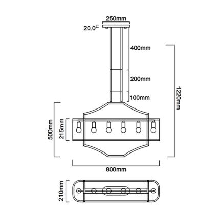 Open Design OR84856 - Lestenec na drogu GERDO OVALE 6xE14/12W/230V medenina/bela