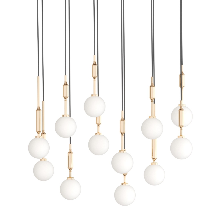 Open Design OR85457 - Lestenec na jekleni vrvici ERO 12xG9/8W/230V v zlati barvi
