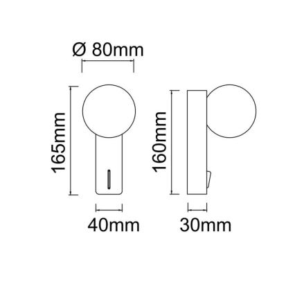 Open Design OR85556 - Kopalniško stensko svetilo BOLETTA 1xG9/8W/230V IP44 črno