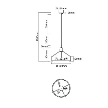 Open Design OR85648 - Lestenec na drogu DORETTO 4xE27/15W/230V premer 50 cm rjava/bež