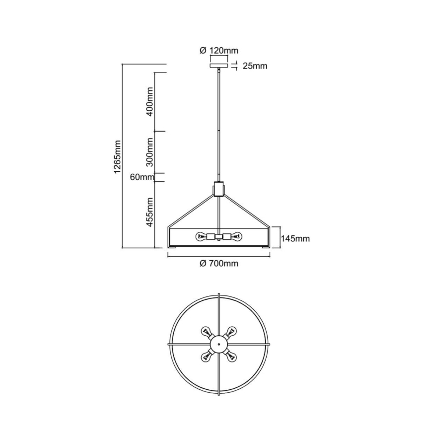 Open Design OR85679 - Lestenec na drogu DORETTO 6×E27/15W/230V, premer 70 cm, rjav/bež