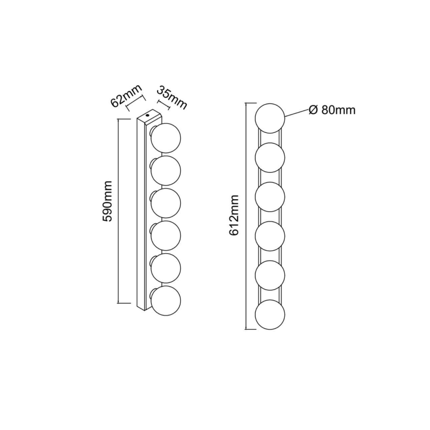 Open Design OR85686 - Kopalniška stenska svetilka MERINO 6xG9/8W/230V 61 cm IP44 medenina
