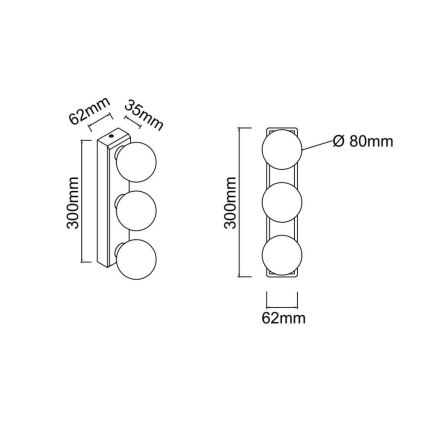 Open Design OR85709 - Kopalniško stensko svetilo MERINO 3xG9/8W/230V 30 cm IP44 sijajni krom