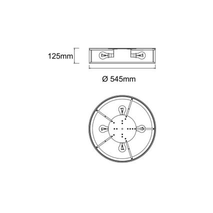 Open Design OR85990 - Stropna svetilka ZALINDRO 4xE27/15W/230V premer 54,5 cm bež/rjava