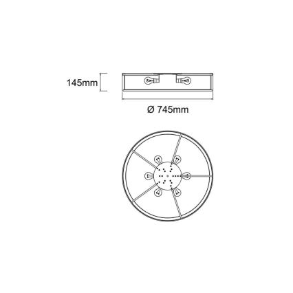 Open Design OR86058 - Stropno svetilo ZALINDRO 6xE27/15W/230V premer 74,5 cm belo/zlato