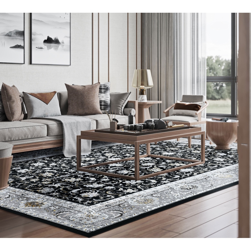 Orientalska preproga GRECE 120x170 cm 2150 g/m2 črna/siva/bela