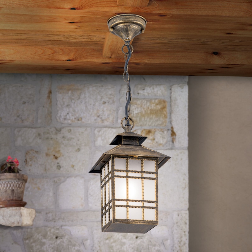 Zunanja viseča svetilka KIKO 1xE27/11W/230V IP44 bron/patina