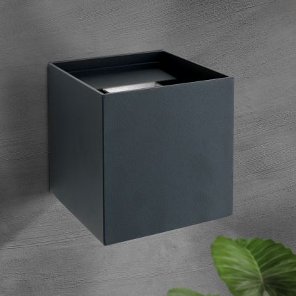 LED Zunanja stenska svetilka CUBE 2xLED/3W/230V IP54 antracit