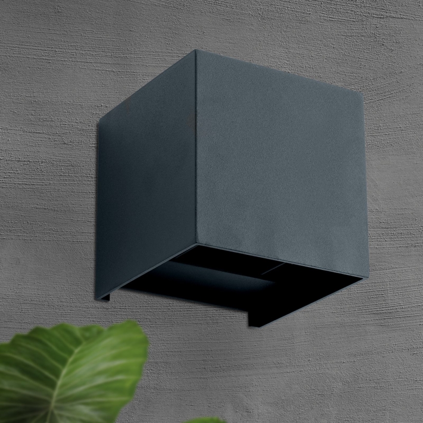 LED Zunanja stenska svetilka CUBE 2xLED/3W/230V IP54 antracit