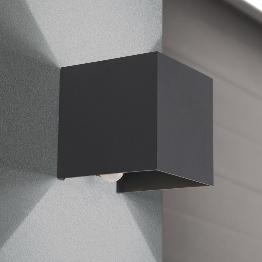 LED Zunanja stenska svetilka s senzorjem gibanja in mraka CUBE-S LED/13W/230V IP54 antracit