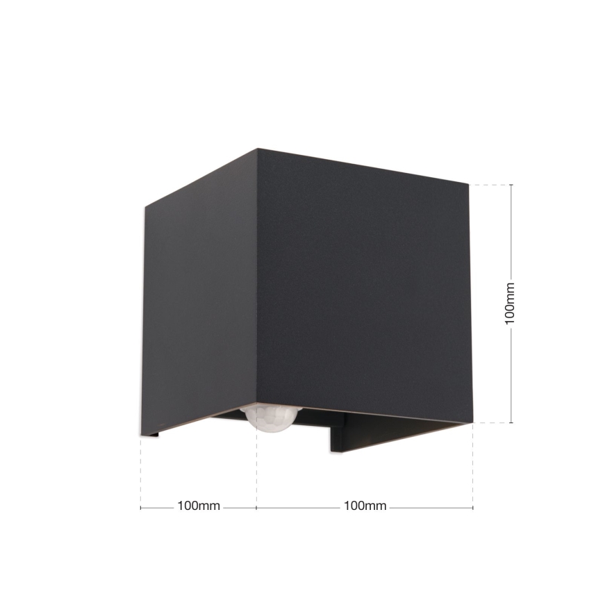 LED Zunanja stenska svetilka s senzorjem gibanja in mraka CUBE-S LED/13W/230V IP54 antracit