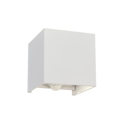 LED Zunanja stenska svetilka s senzorjem gibanja in mraka CUBE-S LED/13W/230V IP54 bela