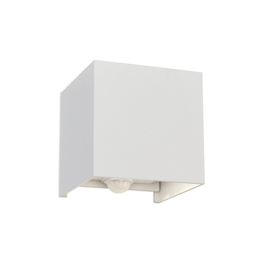 LED Zunanja stenska svetilka s senzorjem gibanja in mraka CUBE-S LED/13W/230V IP54 bela