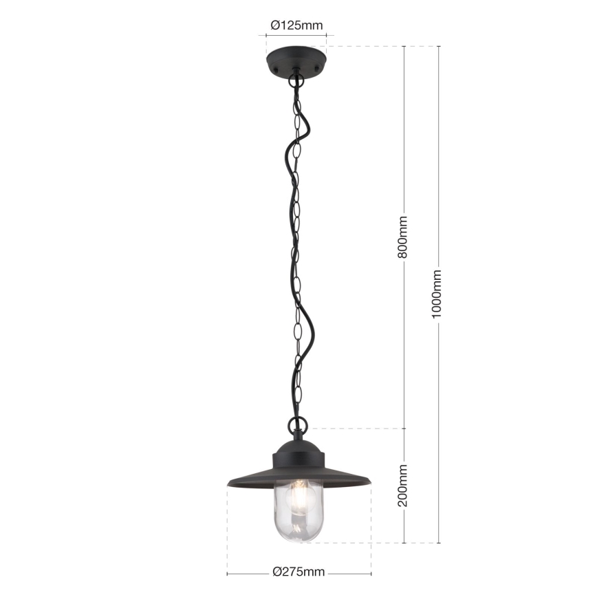 Zunanja viseča svetilka EDWARD 1xE27/60W/230V IP44 črna