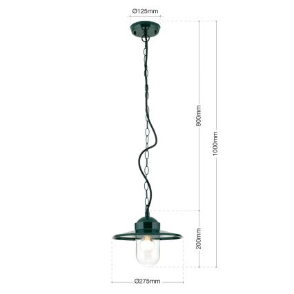 Zunanja viseča svetilka EDWARD 1xE27/60W/230V IP44 zelena