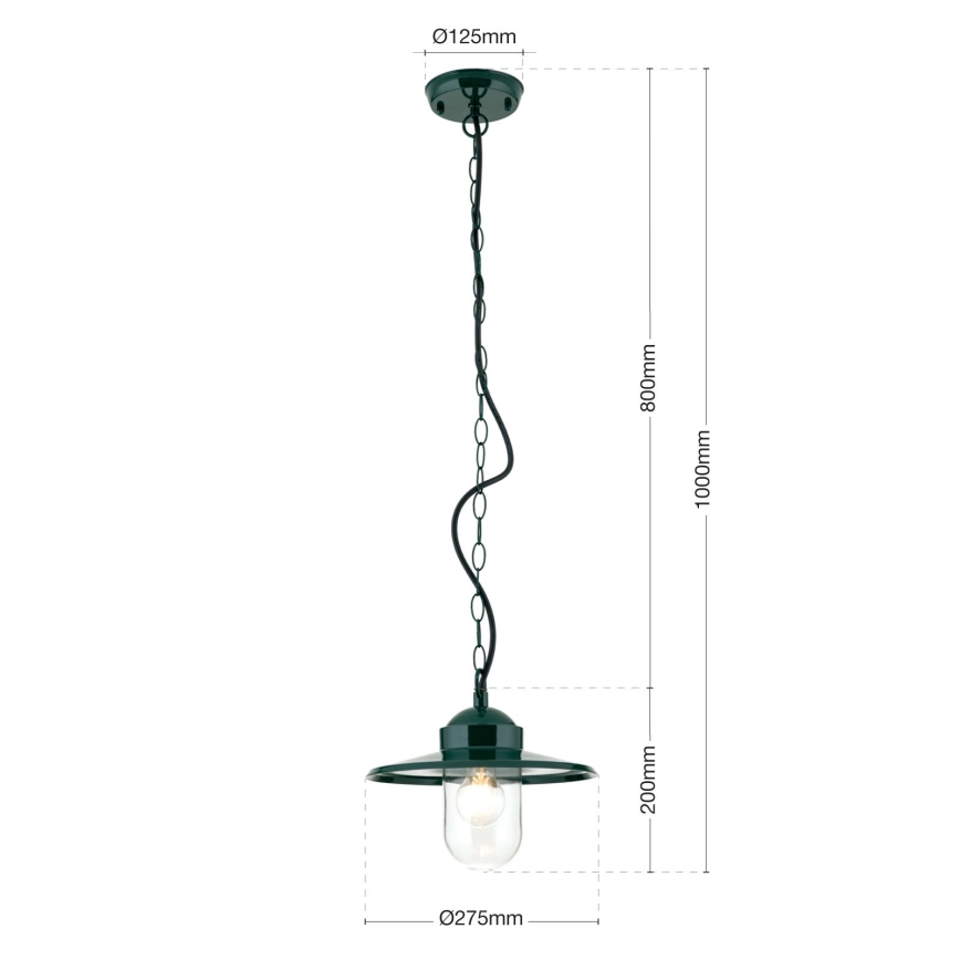 Zunanja viseča svetilka EDWARD 1xE27/60W/230V IP44 zelena
