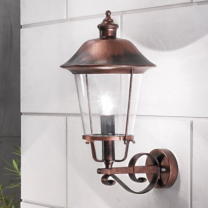 Zunanja stenska svetilka KENZO 1xE27/100W/230V IP44 bron/patina