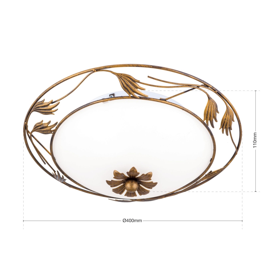 Stropna svetilka FLEUR 2xE27/60W/230V pr. 40 cm bron