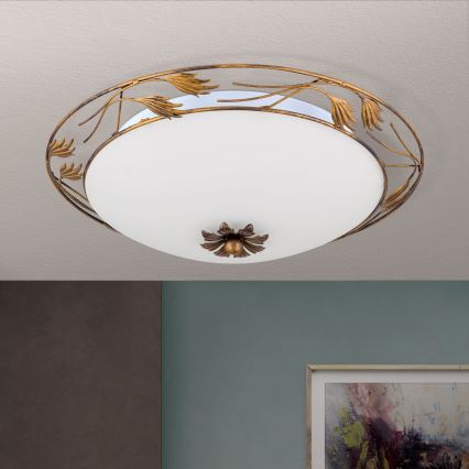 Stropna svetilka FLEUR 3xE27/60W/230V pr. 50 cm bron