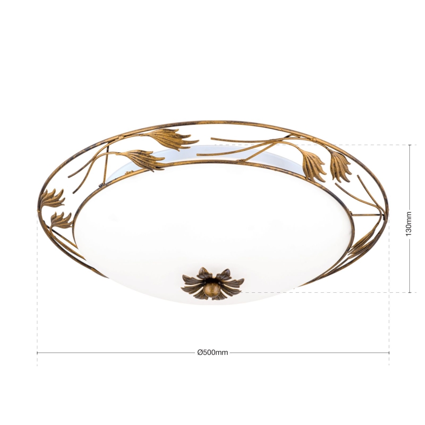 Stropna svetilka FLEUR 3xE27/60W/230V pr. 50 cm bron