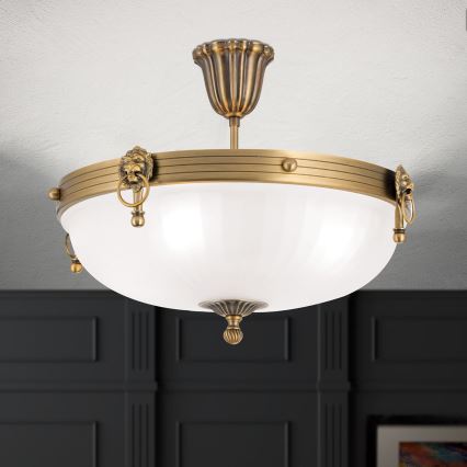 Nadgradni lestenec ROCCA 4xE27/60W/230V pr. 43 cm bron/bela