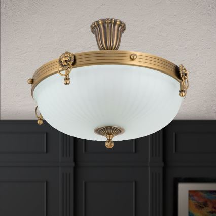 Nadgradni lestenec ROCCA 4xE27/60W/230V pr. 43 cm bron/bela