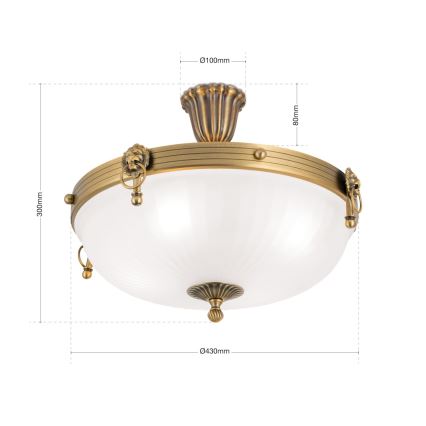 Nadgradni lestenec ROCCA 4xE27/60W/230V pr. 43 cm bron/bela