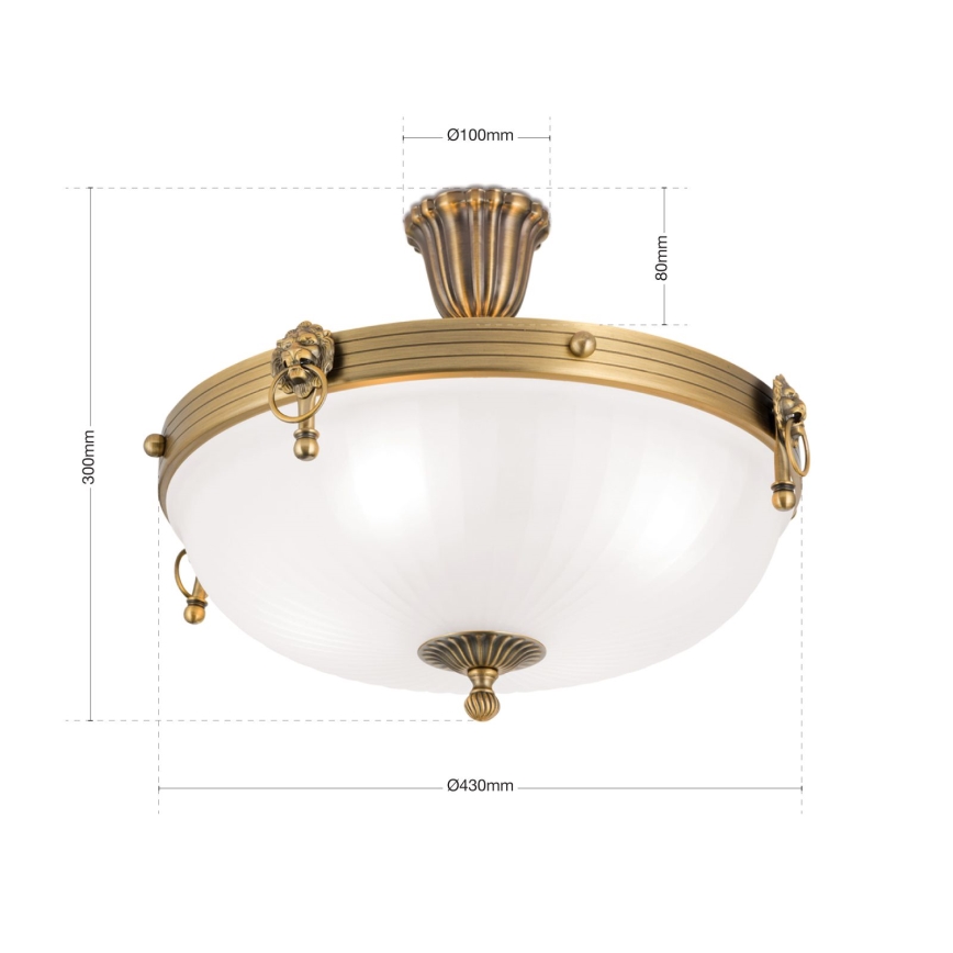 Nadgradni lestenec ROCCA 4xE27/60W/230V pr. 43 cm bron/bela