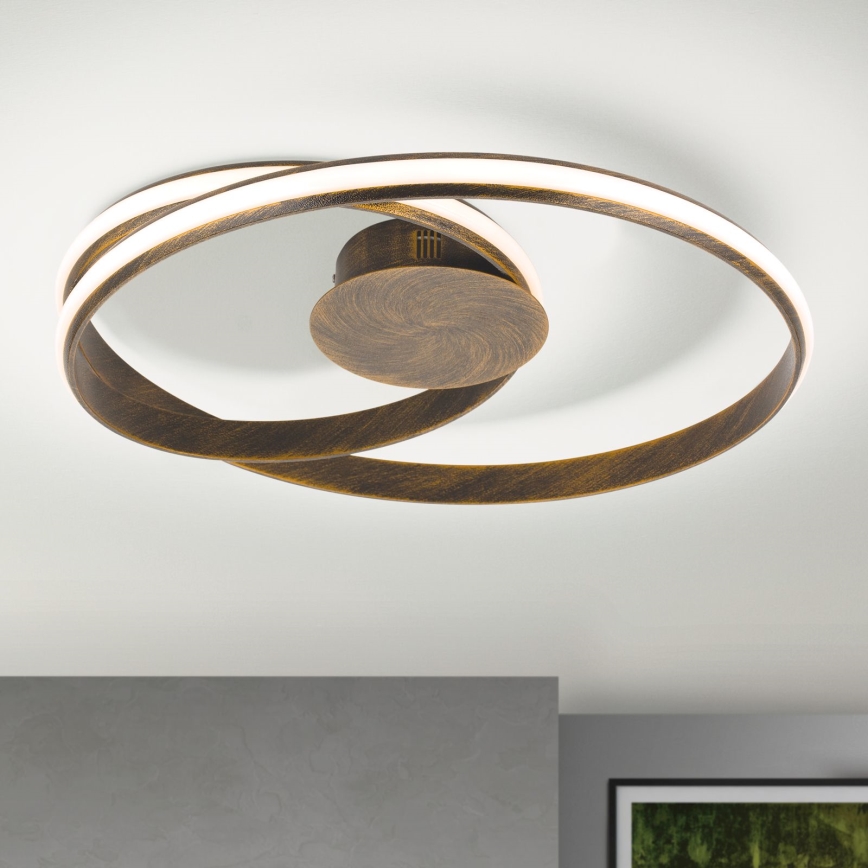 LED Zatemnitvena stropna svetilka CIRCUS LED/30W/230V rjava/patina