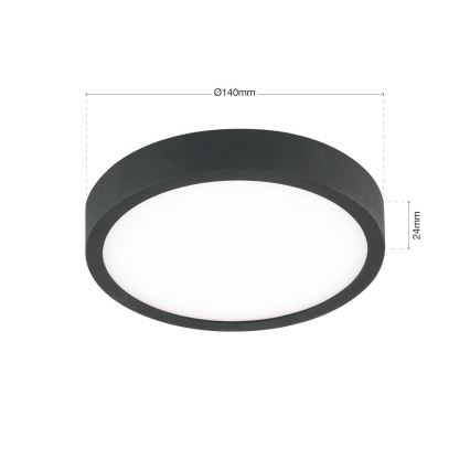 LED Stropna svetilka BULLY LED/12W/230V pr. 14 cm črna