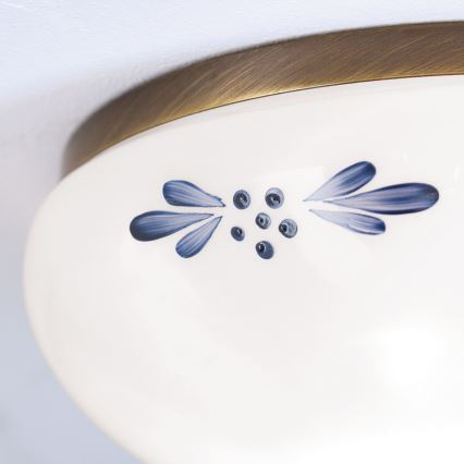 Stropna svetilka LANDHAUS 1xE27/60W/230V pr. 21 cm bron/bela