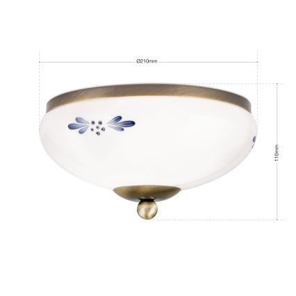 Stropna svetilka LANDHAUS 1xE27/60W/230V pr. 21 cm bron/bela
