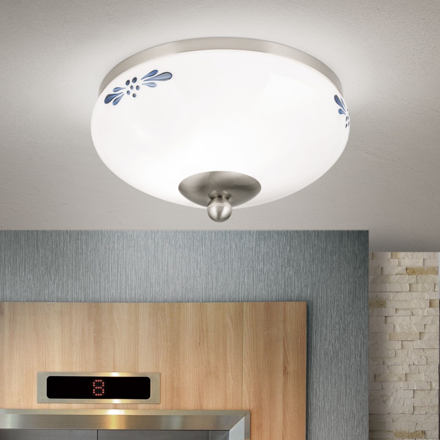 Stropna svetilka LANDHAUS 1xE27/60W/230V pr. 21 cm mat krom/bela