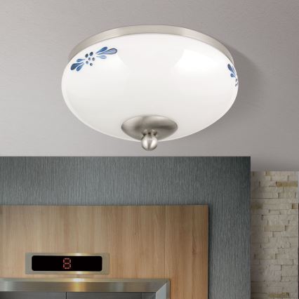 Stropna svetilka LANDHAUS 1xE27/60W/230V pr. 21 cm mat krom/bela