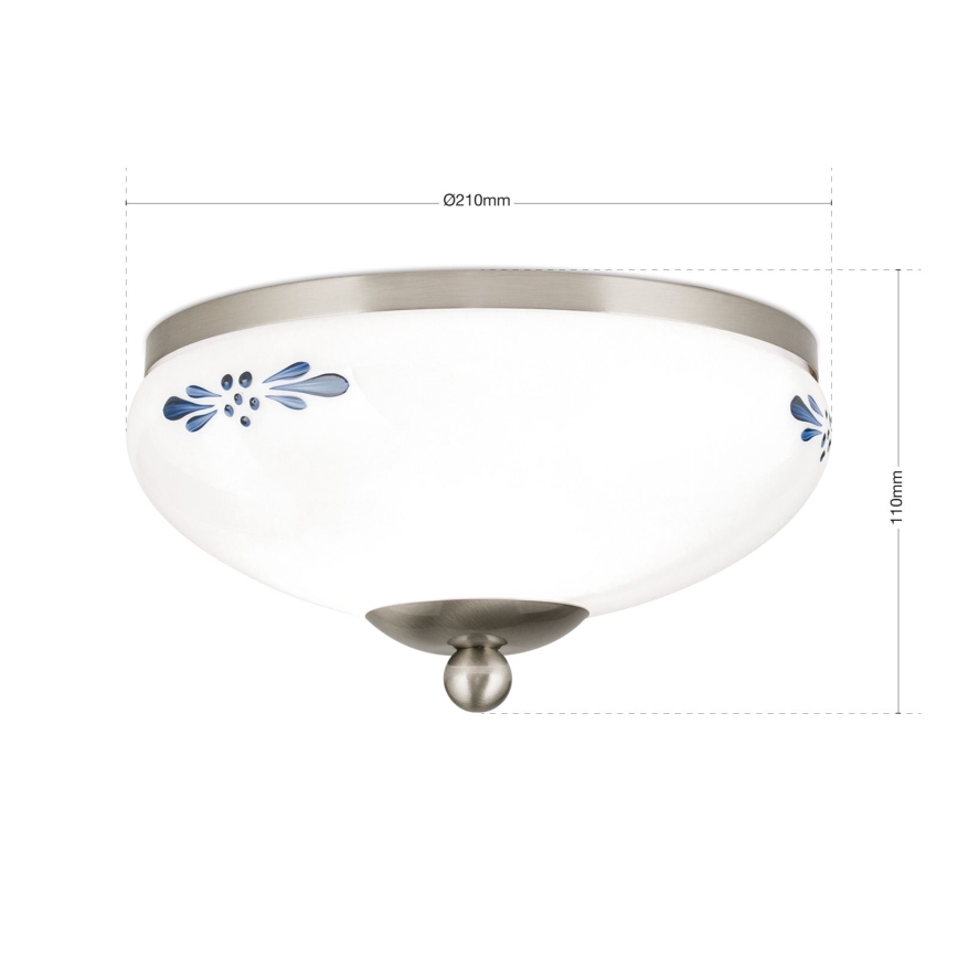 Stropna svetilka LANDHAUS 1xE27/60W/230V pr. 21 cm mat krom/bela