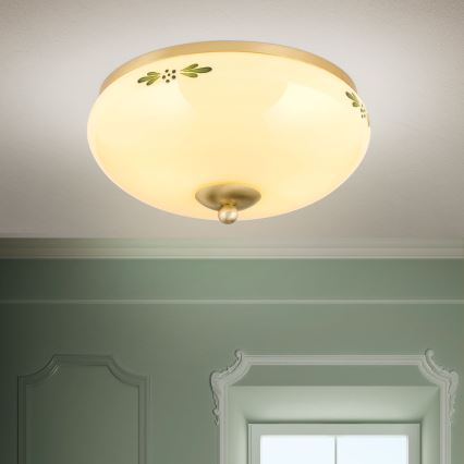 Stropna svetilka LANDHAUS 2xE27/60W/230V pr. 28 cm bron/bež