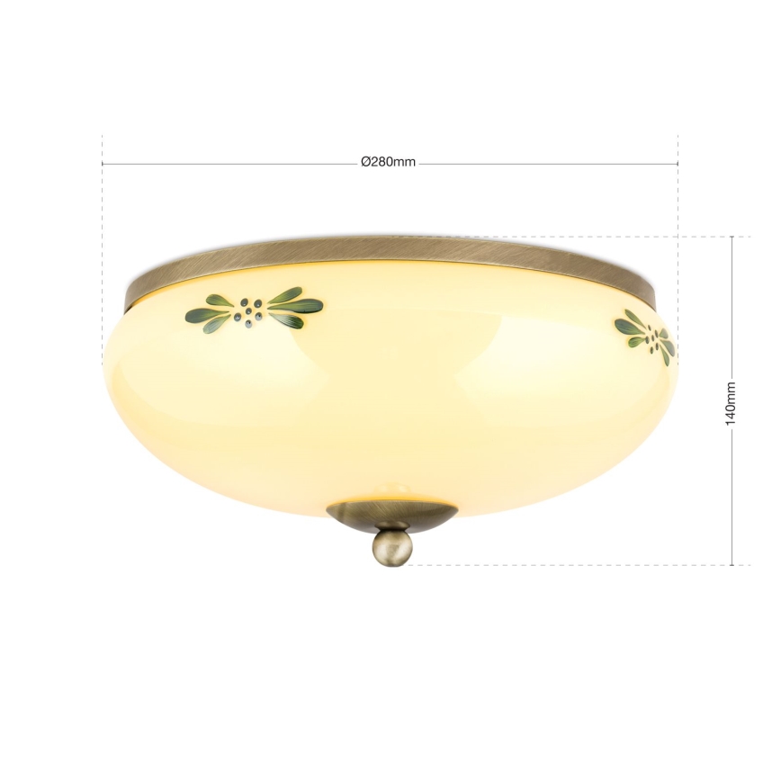 Stropna svetilka LANDHAUS 2xE27/60W/230V pr. 28 cm bron/bež