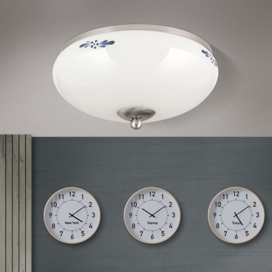 Stropna svetilka LANDHAUS 2xE27/60W/230V pr. 28 cm mat krom/bela