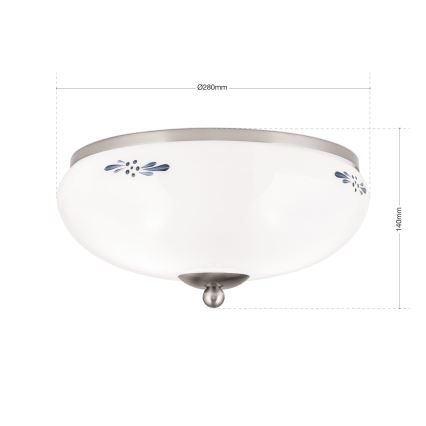 Stropna svetilka LANDHAUS 2xE27/60W/230V pr. 28 cm mat krom/bela