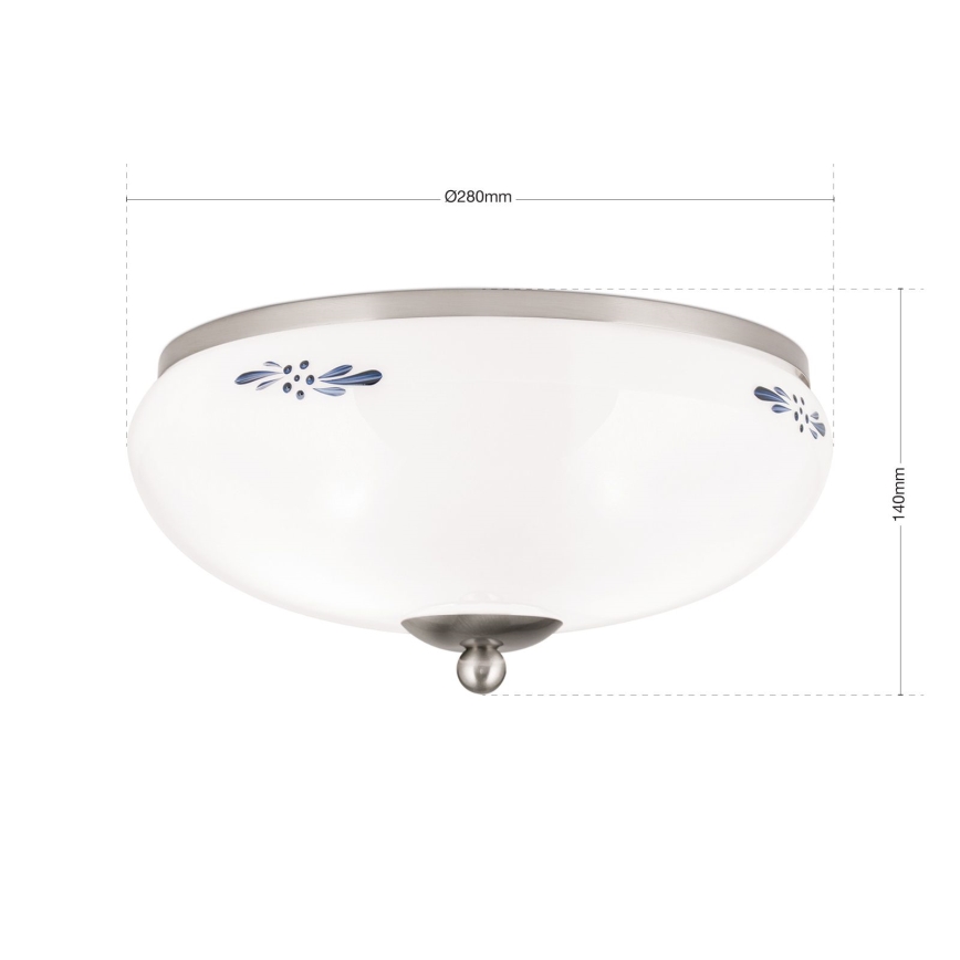Stropna svetilka LANDHAUS 2xE27/60W/230V pr. 28 cm mat krom/bela