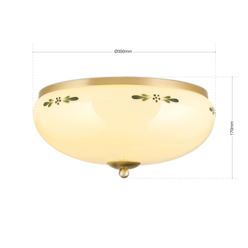 Stropna svetilka LANDHAUS 3xE27/60W/230V pr. 35 cm medenina/bež