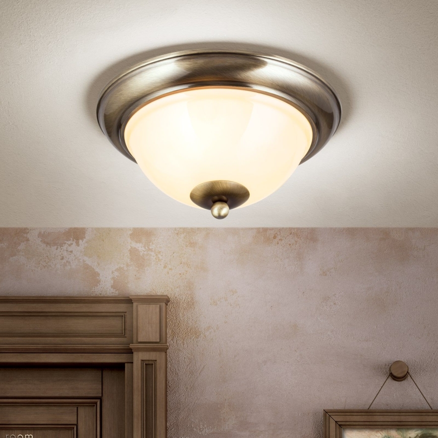 Stropna svetilka AUSTRIAN OLD LAMP 2xE27/60W/230V pr. 27 cm bron/bež