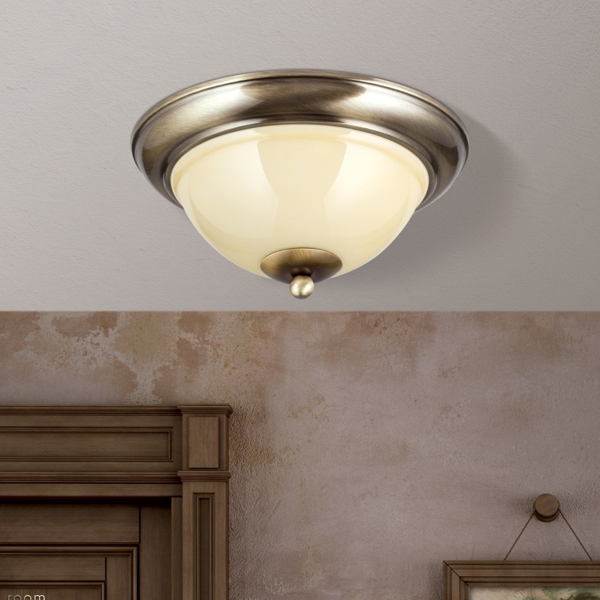 Stropna svetilka AUSTRIAN OLD LAMP 2xE27/60W/230V pr. 27 cm bron/bež