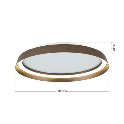 LED Zatemnitvena stropna svetilka MANTA LED/38W/230V 2700/3000/4000K pr. 45 cm rjava