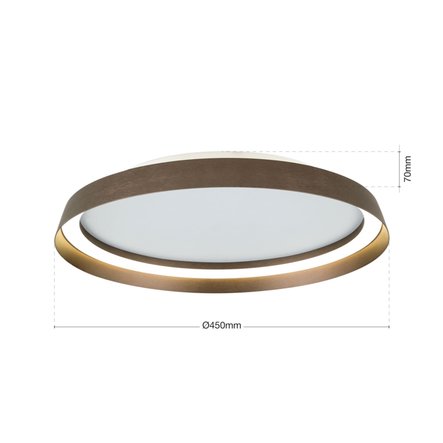 LED Zatemnitvena stropna svetilka MANTA LED/38W/230V 2700/3000/4000K pr. 45 cm rjava