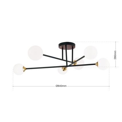 Nadgradni lestenec SNOWWHITE 6xG9/20W/230V pr. 84 cm črna/zlata