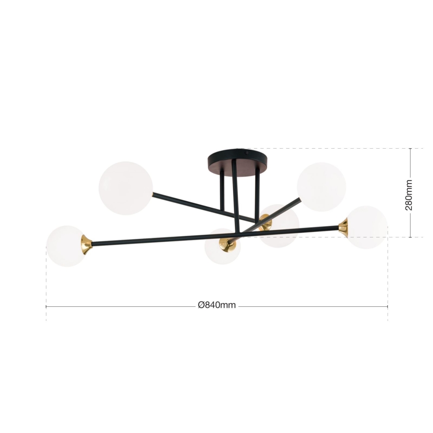 Nadgradni lestenec SNOWWHITE 6xG9/20W/230V pr. 84 cm črna/zlata